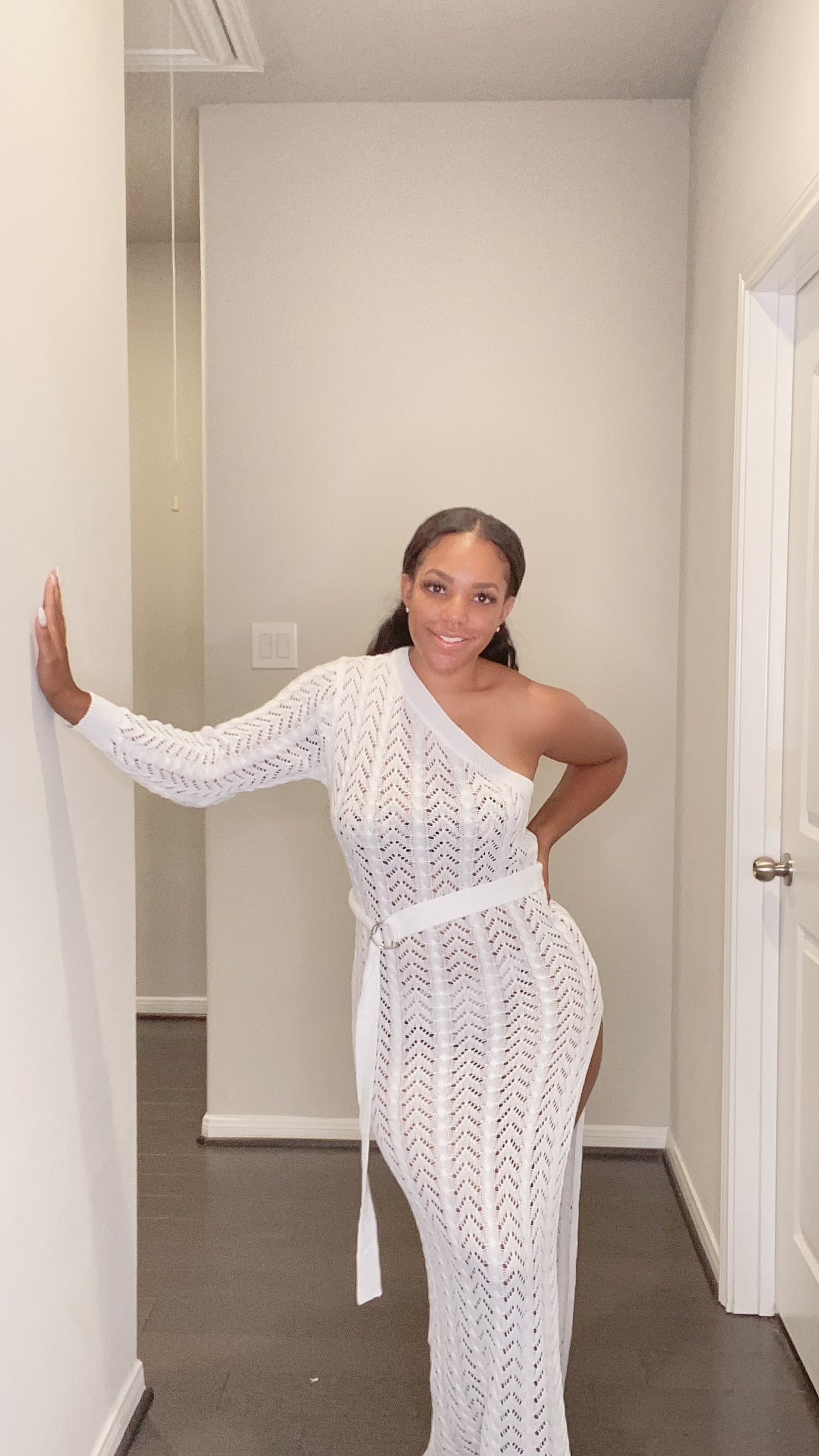 Hot Girl White Eyelet Dress